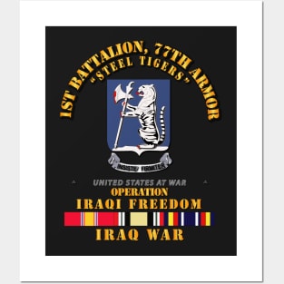 1st Bn 77th Armor - w Iraq SVC Ribbons - OIF Posters and Art